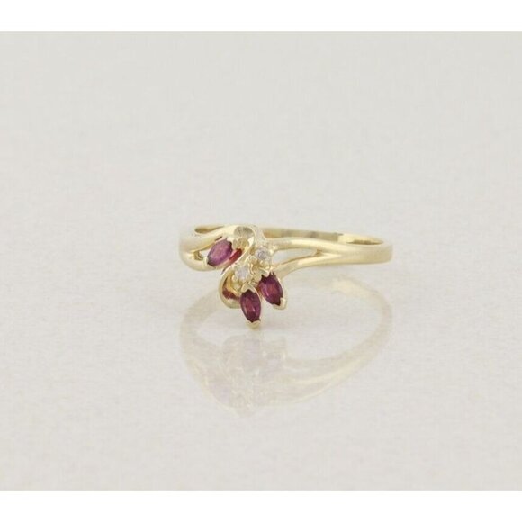 10k Yellow Gold Natural Ruby & Diamond Ring Size 9 1/4 - Picture 5 of 7